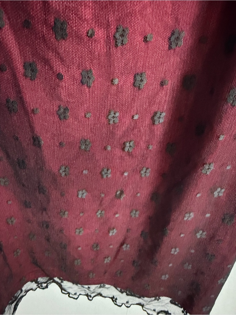Cider Burgundy Mini Dress with Black Polka-Dot Mesh Stretch 1X - Picture 8 of 10